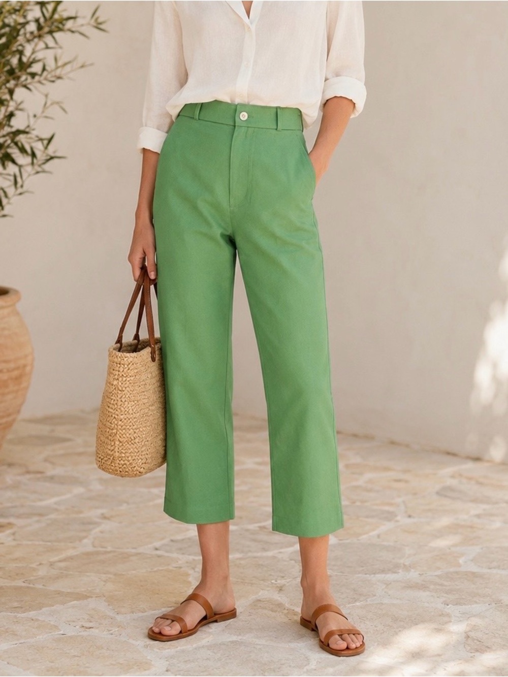NEUL Lubdub High-Waisted Wide Leg Cropped Chino Pant NPA09008